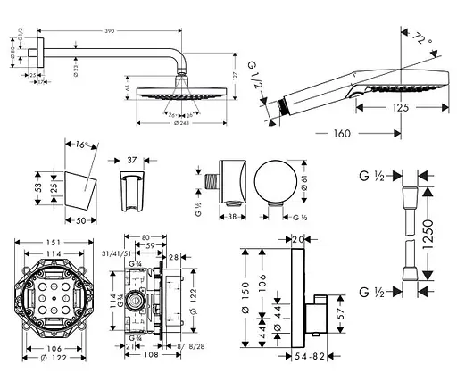 Душевая система Hansgrohe ShowerSet Raindance Select S/ShowerSelect S 27297000, Хром - фото 3
