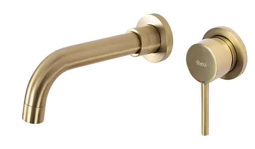 Смеситель для умывальника Rea Lungo Long brushed gold + BOX скрытого монтажа REA-B4109 Золотой - фото 2