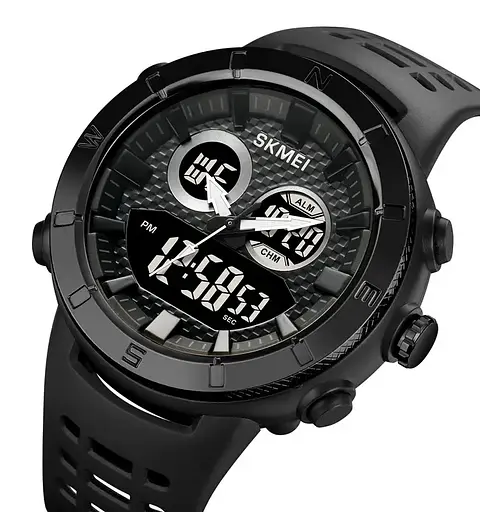 Годинник чоловічий наручний спортивний Skmei 2014 (Чорний з чорним) - фото 4