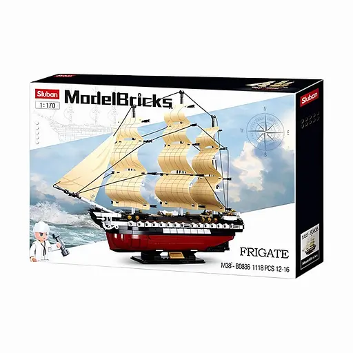 Конструктор Sluban M38-B0836 Фрегат — масштабом 1:170, довжиной 42.3 см, 1118 деталей, різнокольоровий - фото 2