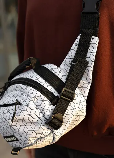 Сумка через плечо женская бананка Sambag Flex Pro принт "Square" 30×17×15 см (85451150) - фото 5