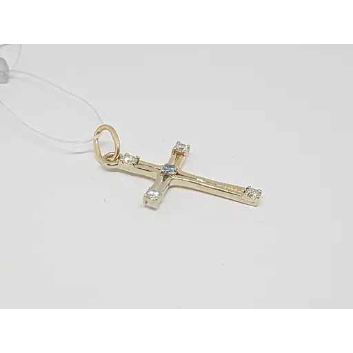 Золотий хрестик Гаразд з діамантами і топазом. 3041624 - фото 4