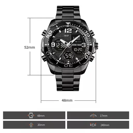 Наручний годинник чоловічий Skmei 1649 Black, 1649BK (18425) - фото 9