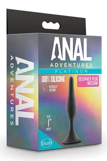 Анальна пробка Anal Adventures Platinum Beginner Plug Medium 108 cm (чорний) - фото 5