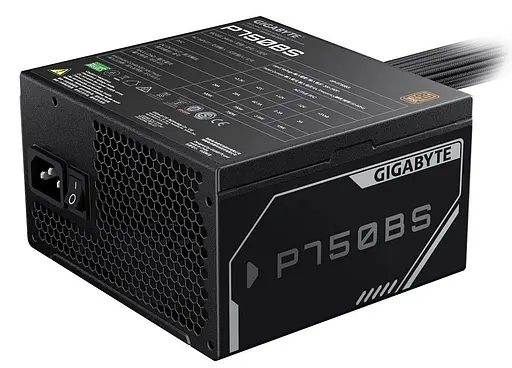 Блок живлення 750 Вт, Gigabyte P750BS, чорний, 80+ Bronze, 120 мм FDB, 1xMolex/7xSATA/4x6+2-pin/2x4+4-pin/1x20+4-pin, - фото 1