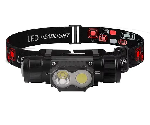 Фонарь налобный аккумуляторный PL-101L 5840 Type-C 1х18650 красный свет (6 режимов)