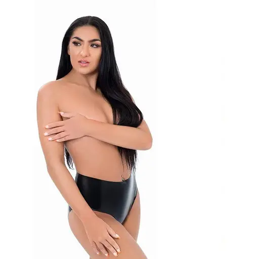 Трусики Me You Us Latex Crotchless Panties L (чорний)