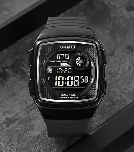 Часы мужские наручные спортивные Skmei 2208 (Черный с черным) - фото 3