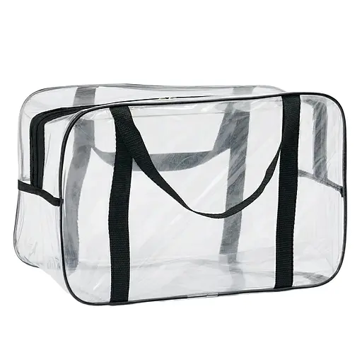 Набор прозрачных сумок в роддом: размер S 30х20х15 см + размер XL 60х25х30 см (черные) - фото 3