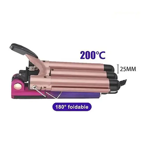 Плойка DSP XPRO DS-20247 на три волны 45 Вт Рожевий - фото 3