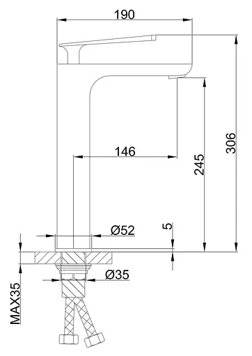F1052-56(H52) Змішувач для умивальника високий литий гусак латунний корпус гайка Ø35 білий/хром Frap 1/10 Білий - фото 4