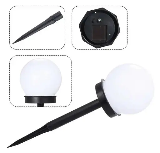 Садові світильники на сонячній батареї біла пластикова куля 10 см 2 шт - фото 3