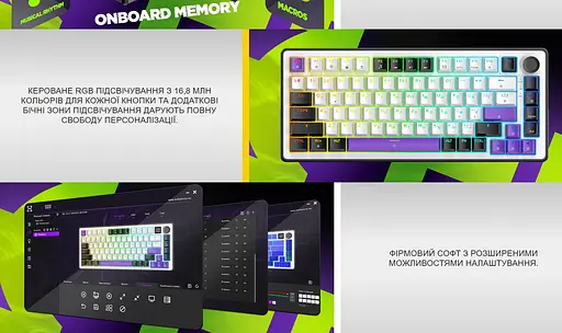 Клавіатура ігрова механічна HATOR HK-75-WV Hellyberry Switch USB White-Violet - фото 11