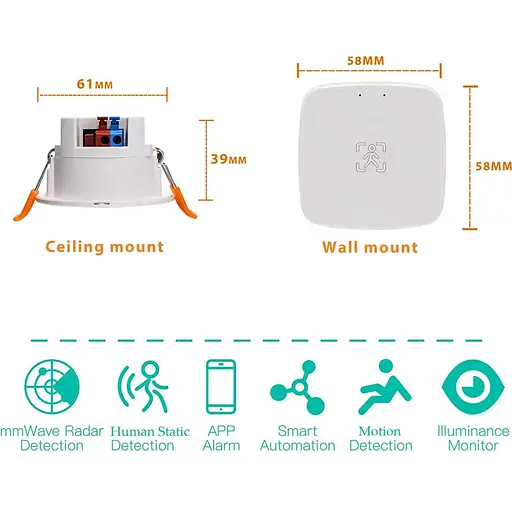 Датчик освещения Tuya WKD-PIR06 ZigBee 5.8G [109107] - фото 4