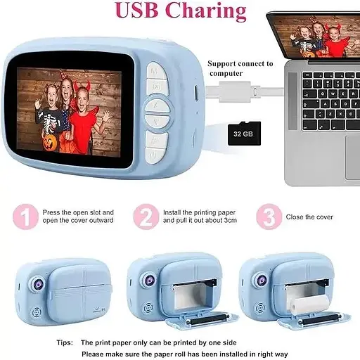 Детская камера GlobalCrown для мгновенной печати с экраном 3.5 дюйма - фото 4