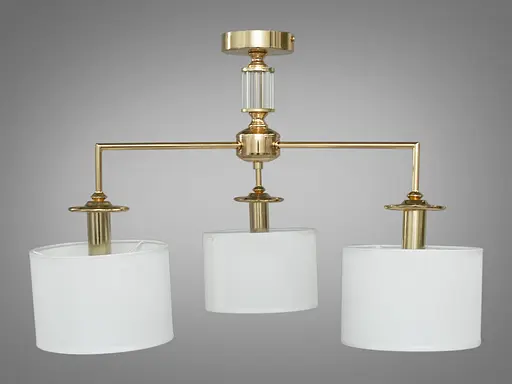 Изысканная, современная люстра с абажурами на 3 лампы Е14, цвет-золота. - фото 3