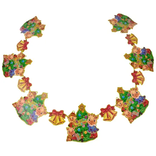 Новогодняя гирлянда декоративная картонная двусторонняя С Новым Годом!