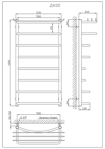 Водяной полотенцесушитель Kosser Канна 1000x530/8 ДК02, Хром - фото 5