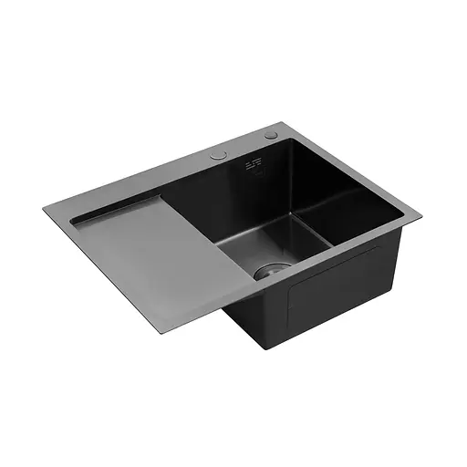 Кухонна мийка Kroner KRP Schwarze - 6350RHM PVD (3.0/1.0 мм) CV031323, Чорний - фото 3