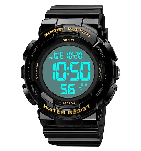 Чоловічий наручний спортивний годинник Skmei 2081 Чорний з золотом /Білий - фото 5