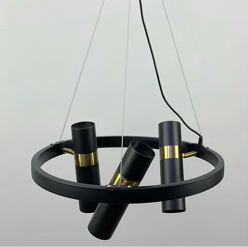 Современная дизайнерская модель светильника на тросах с плафонами-спотами Ст. J 063/6 BK | Line F - фото 5