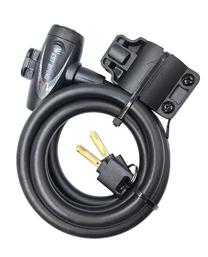 Велосипедний замок West Biking YP0705099 11 x 1500 мм тросовий під ключ чорний (G0001855)