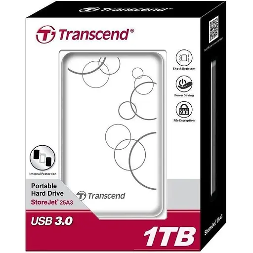 Жесткий диск внешний Transcend USB 3.0 1TB TS1TSJ25A3W - фото 1