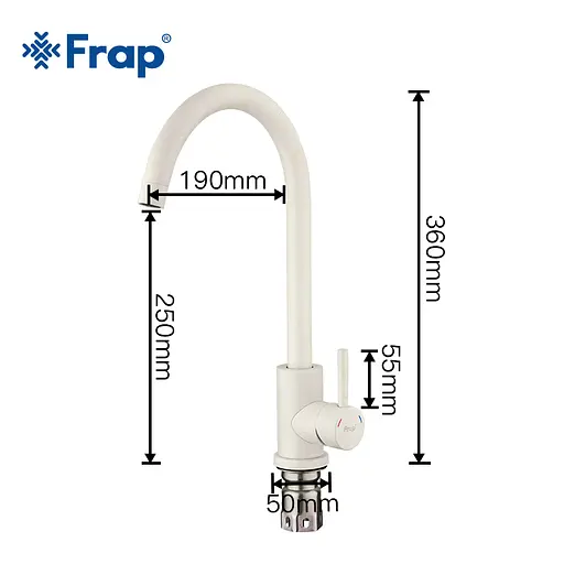 Смеситель для кухни U-гусак гайка Ø35 Frap 1/10 F40899-1 Нержавеющая сталь - фото 3