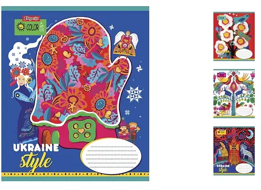 Зошити учнівські 12 аркушів коса лінія. 1В Ukraine style, 25 шт. в упаковці