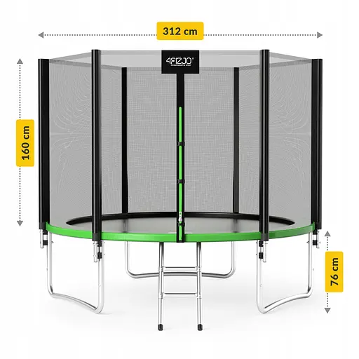 Батут с наружной сеткой 4FIZJO Classic 10FT 312 см Black/Green (P-5907739314130) - фото 7