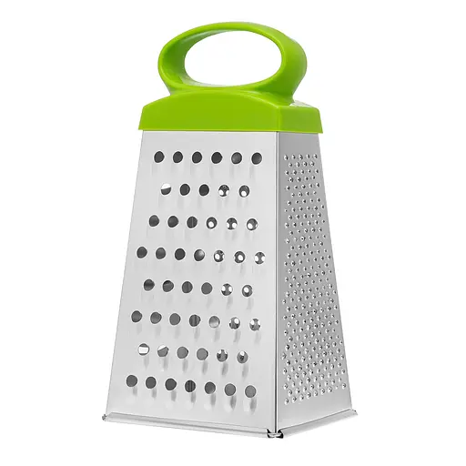Тертка конус для овочів та фруктів 4-стороння з нержавіючої сталі з пластиковою ручкою (висота 21 см), Kitchette 83996 - фото 1