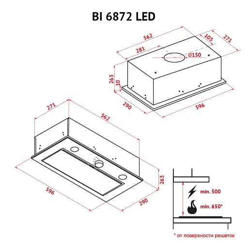 Вытяжка полновстраиваемая Perfelli BI 6872 I LED - фото 9