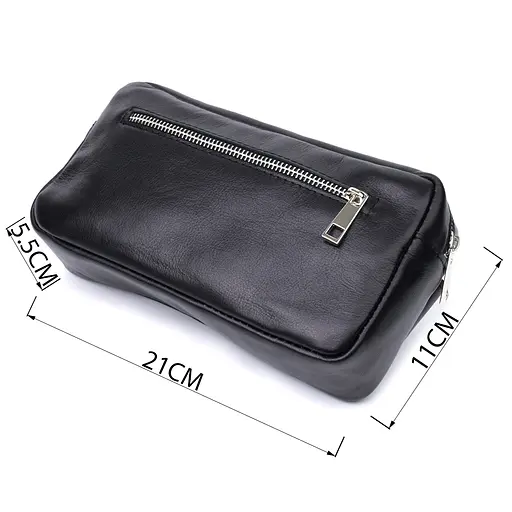 Прямокутна сумка-бананка для чоловіків із натуральної глянсової шкіри SHVIGEL 21х11х5,5 см sum0027510 - фото 3