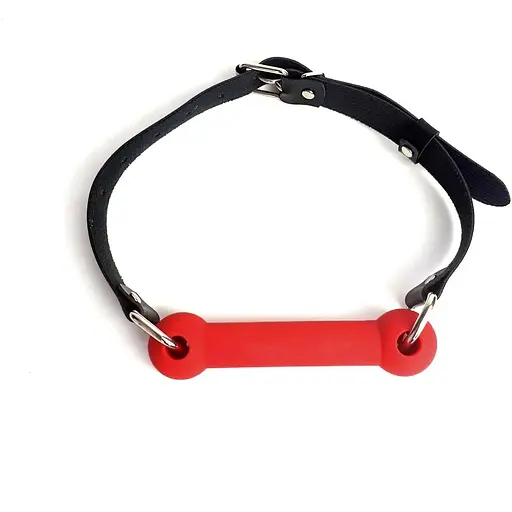 Кляп Art of Sex - Gag Stick Silicon Палиця, силікон та натуральна шкіра, Червоний - фото 3