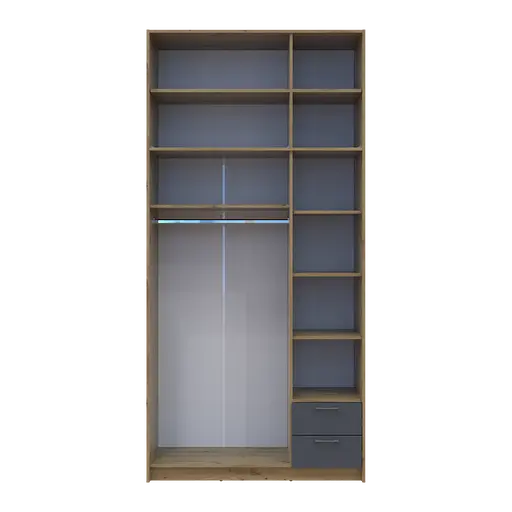 Шкаф для одежды Doros Ронди с высокой антресолей и зеркалом Дуб Артизан/Графит 3 ДСП 121х52х260 (42005190) - фото 5