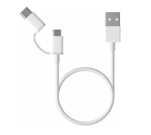 Кабель Xiaomi Mi 2-в-1 microUSB + type-c 1 метр белый - SJV4082TY