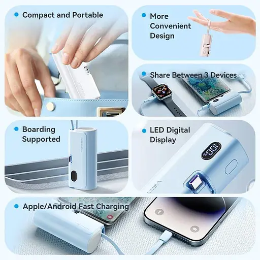 Павербанк Vention Blue 4800 mAh / 22.5 Вт (FHQL0) - фото 4