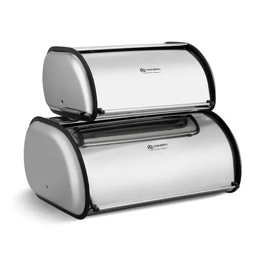 Хлебница Edenber EB-079 из нержавеющей стали с вращающейся крышкой 2 шт.  