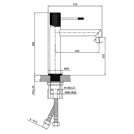 Смеситель для умывальника Cersanit Zen черный S951-595 Черный - фото 2
