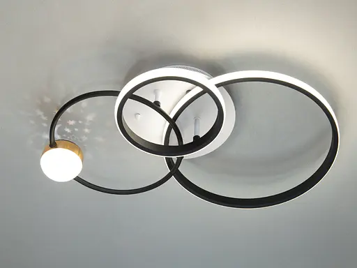 Стильная светодиодная потолочная люстра кольца, 45Вт, белый+черный - фото 3
