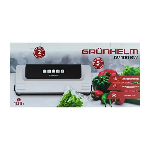 Бытовой вакууматор Grunhelm GV 100 BW 280 мм упаковщик для сухих влажных пищевых продуктов 125 Вт Белый - фото 6