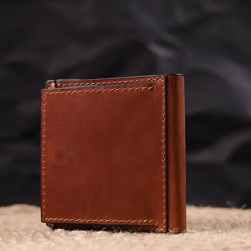 Чоловічий шкіряний гаманець Grande Pelle 9.5х10х1.5 см acs0024006 - фото 8