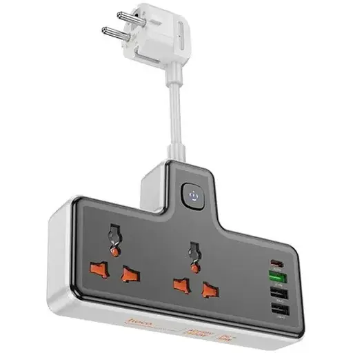 Сетевой удлинитель Hoco AC12A Reise 2-position expansion socket(PD30W/1C3A) черный - фото 1