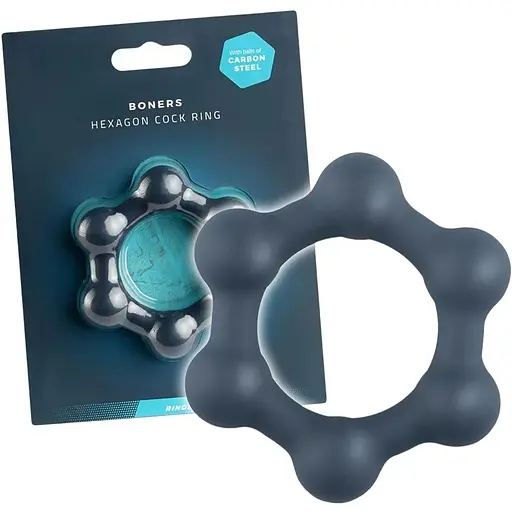 Ерекційне кільце Boners Hexagon Cock Ring 3.8 см сірий