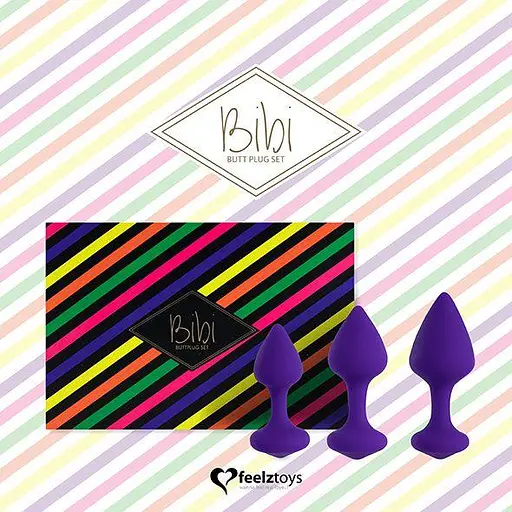 Набір анальних пробок FeelzToys Bibi 3 шт. (фіолетовий) - фото 4