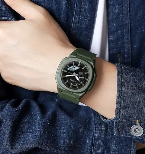 Часы мужские наручные Skmei 2091 (Зеленые с белым) - фото 5