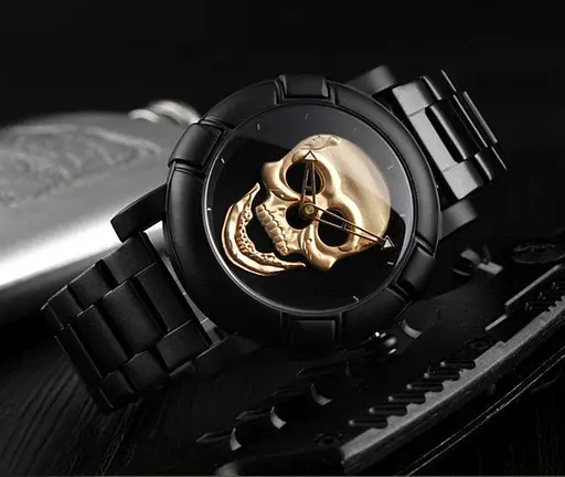 Оригінальний годинник Skmei Skull 9178 Black Gold - фото 3