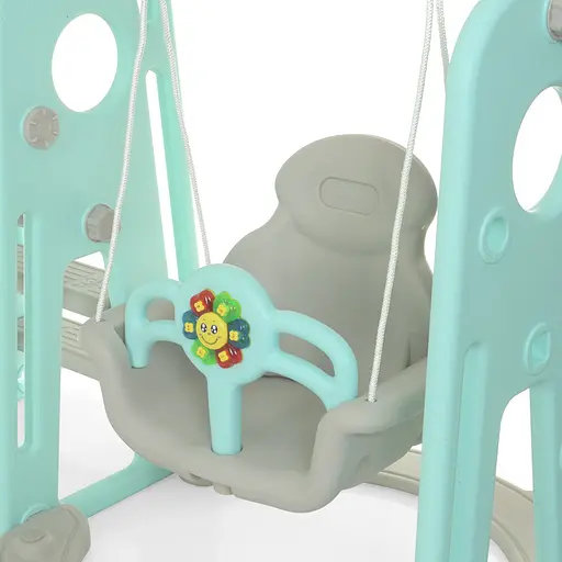 Дитяча гірка-гойдалка BAMBI YG2020-1-4 з баскетбольним кільцем, ш153-г195-в113см, голуба - фото 4