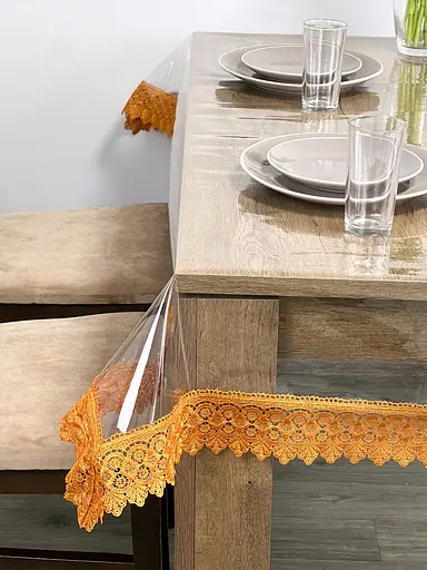 Силиконовая скатерть с рыжим кружевом 7 см 260х130 см - фото 10