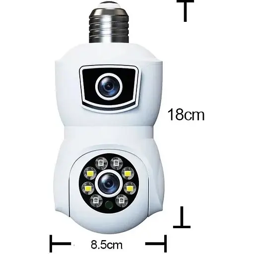 IP камера відеоспостереження в патрон RIAS V380-E27 (v380 APP) Wi-Fi 2 об'єктива 2MP+2MP White - фото 5